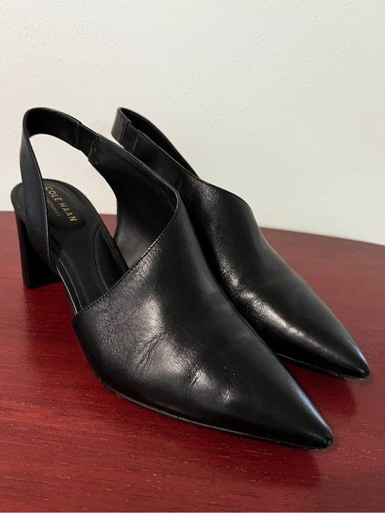 Cole Haan Shoes - Cole Haan Womens Vania Pump Size 9 Black Leather D'Orsay Slingback Block Heel
